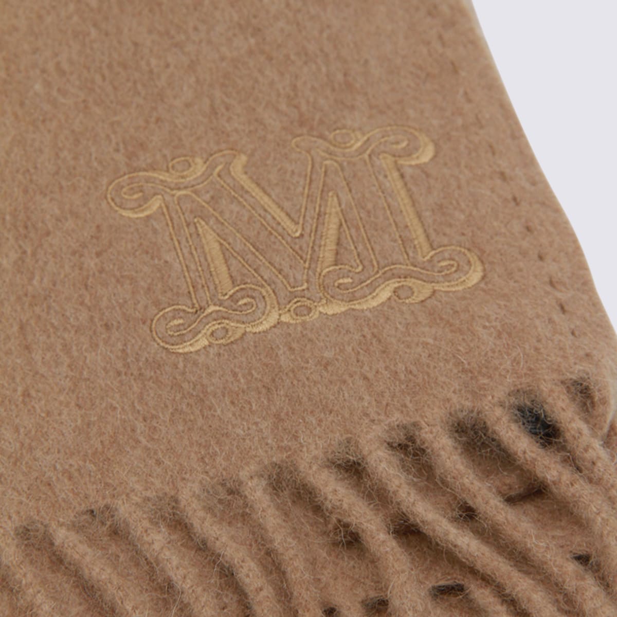 Max Mara Camel Wool Scarves In Brown