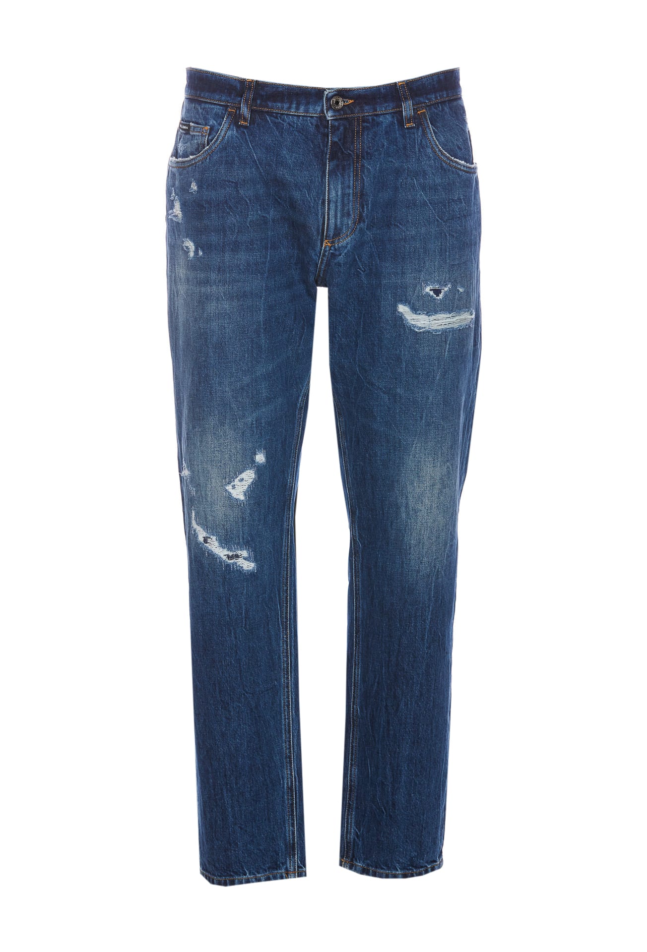 Shop Dolce & Gabbana Denim Stretch Loose Jeans In Blue