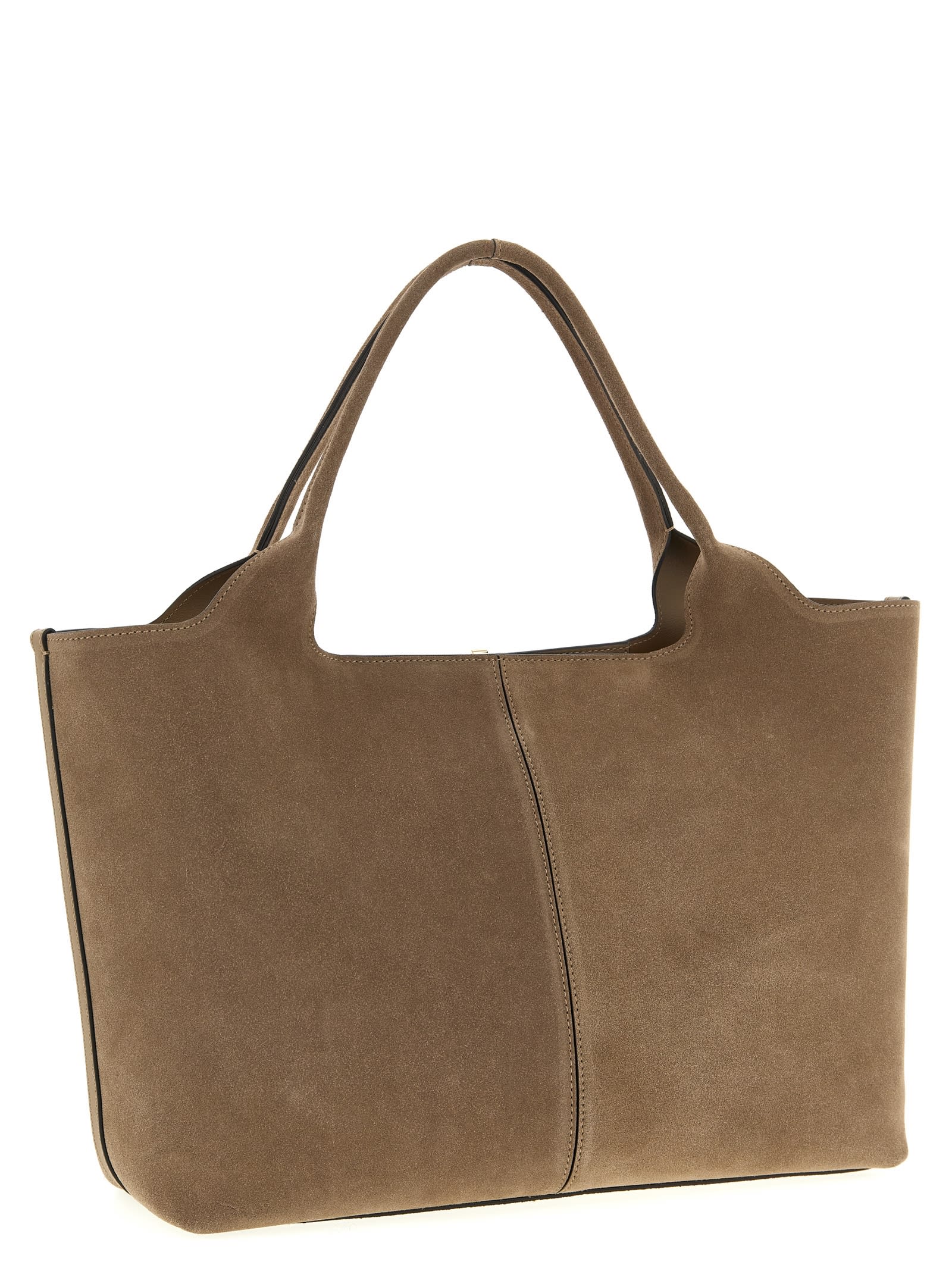 Tod's Small To Medium Suede Shopping Bag Tote Bag Beige In Brown