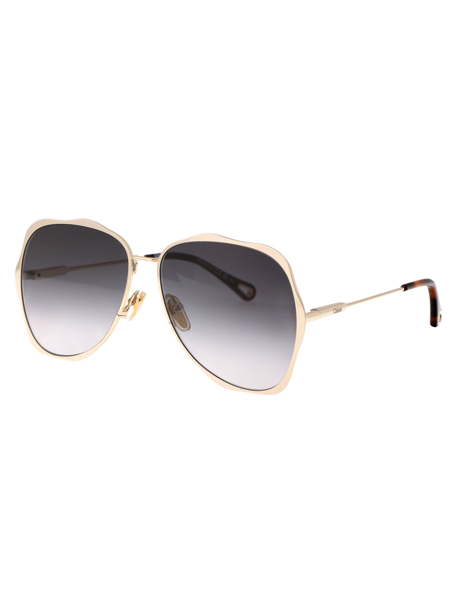 Shop Chloé Ch0183s Sunglasses In 001 Gold Gold Grey