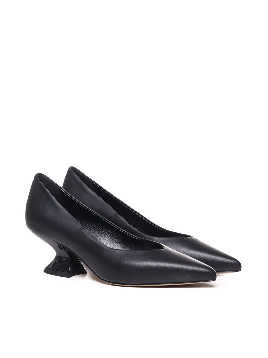 Shop Alchimia Leather Pumps With Wide Heel In Black