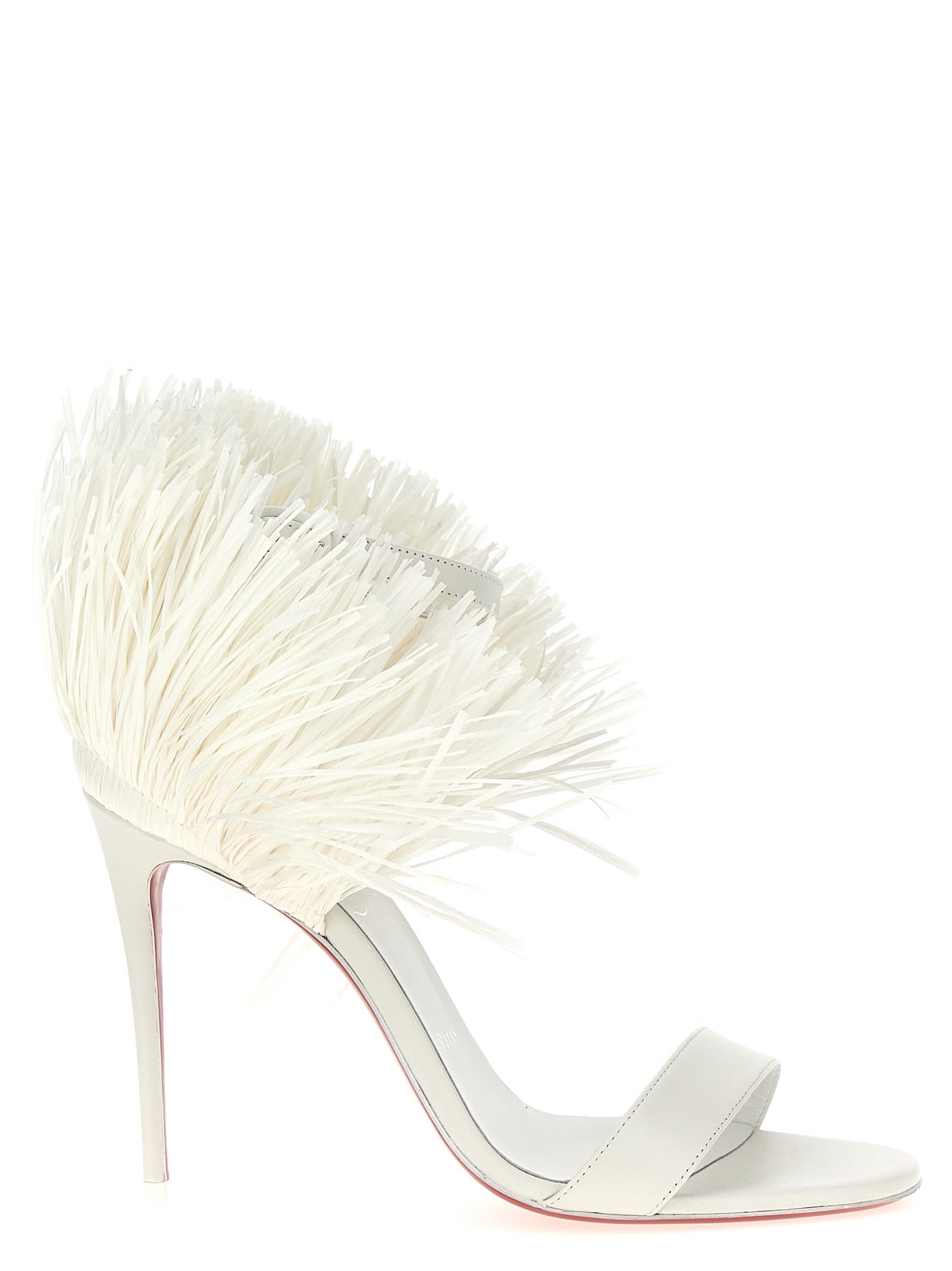 Shop Christian Louboutin Loubigirl Raffia Sandals In White