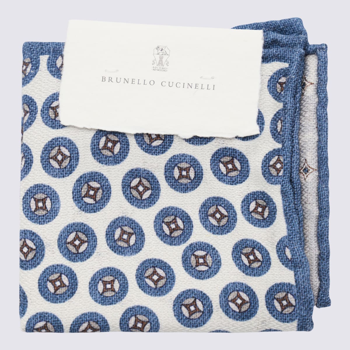 Shop Brunello Cucinelli Blue And White Silk Scarves