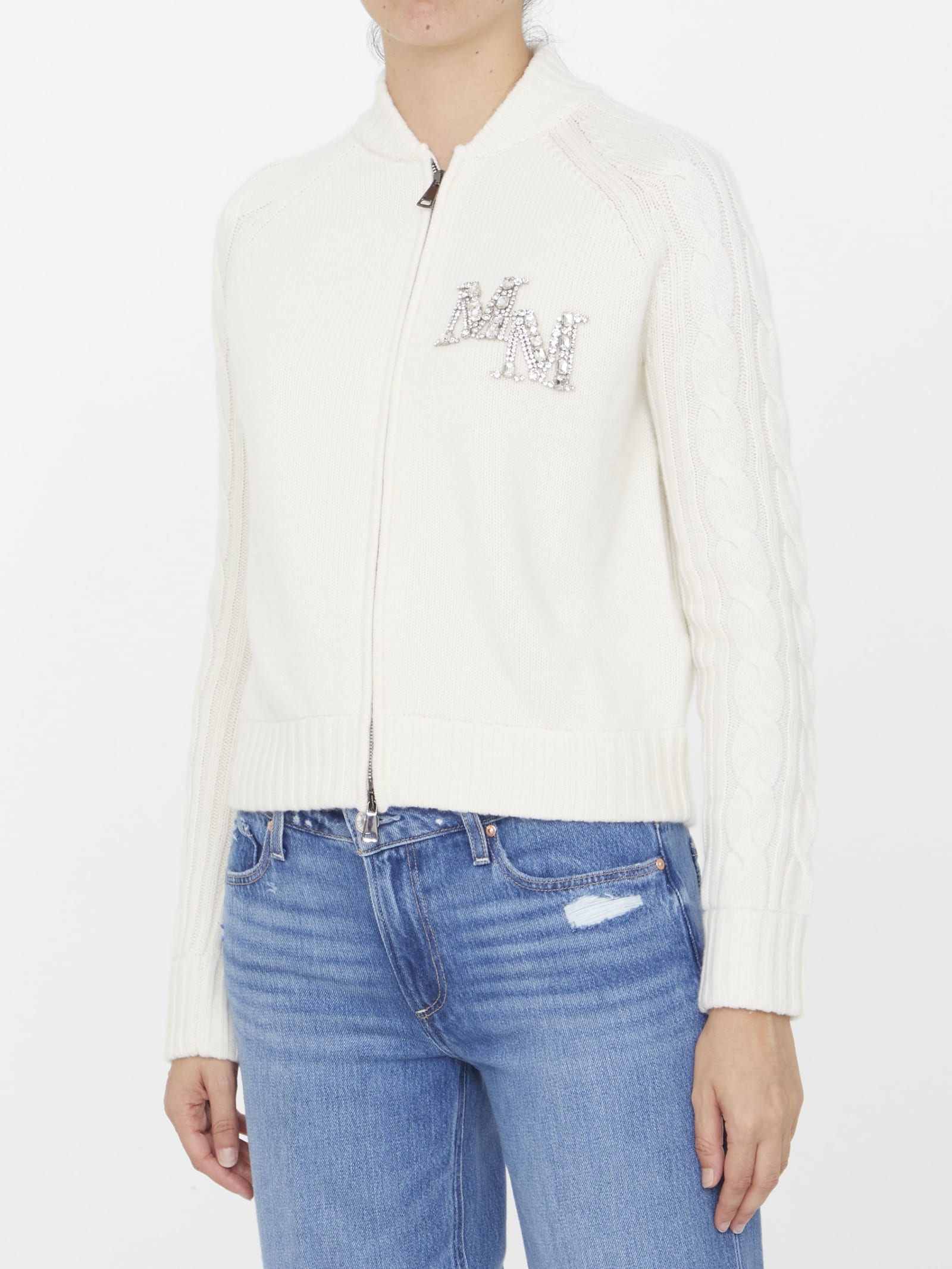 Shop Max Mara Armanda Zipup Jumper In White