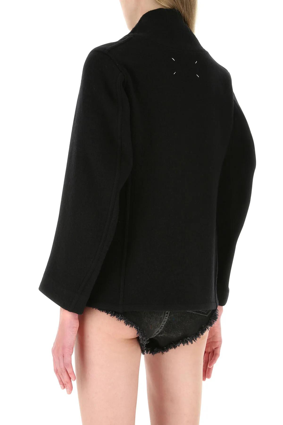 Shop Maison Margiela Black Wool Blazer