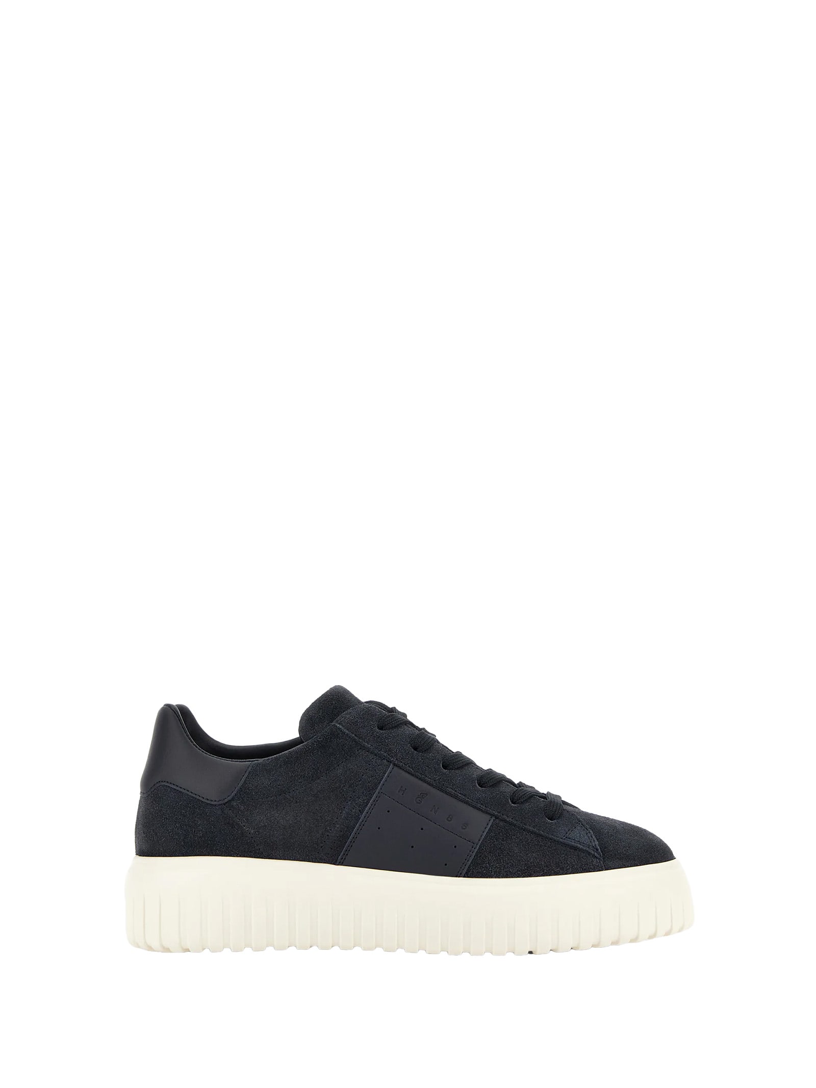 Hogan Round Toe Suede Finish Rubber Sole Sneakers In Blue