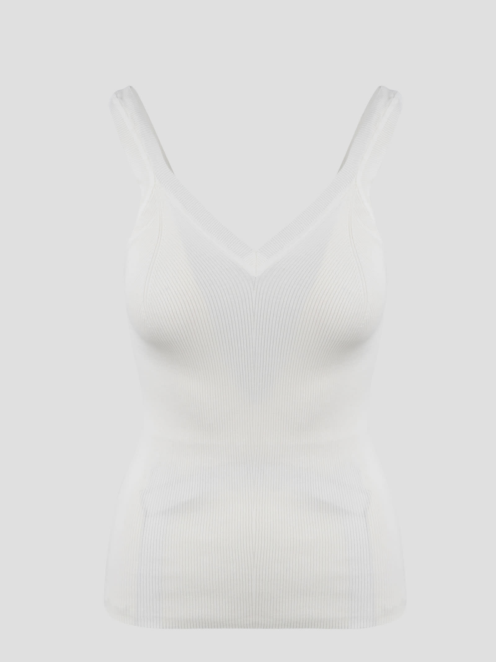 Shop P.a.r.o.s.h Cipria Ribbed Tank Top In White