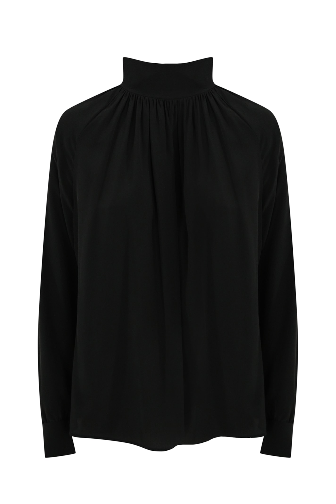 Max Mara Gaia Silk Shirt With Bow In Nero
