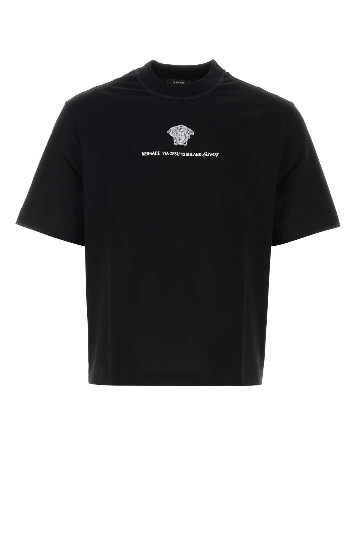 Shop Versace Black Cotton T-shirt