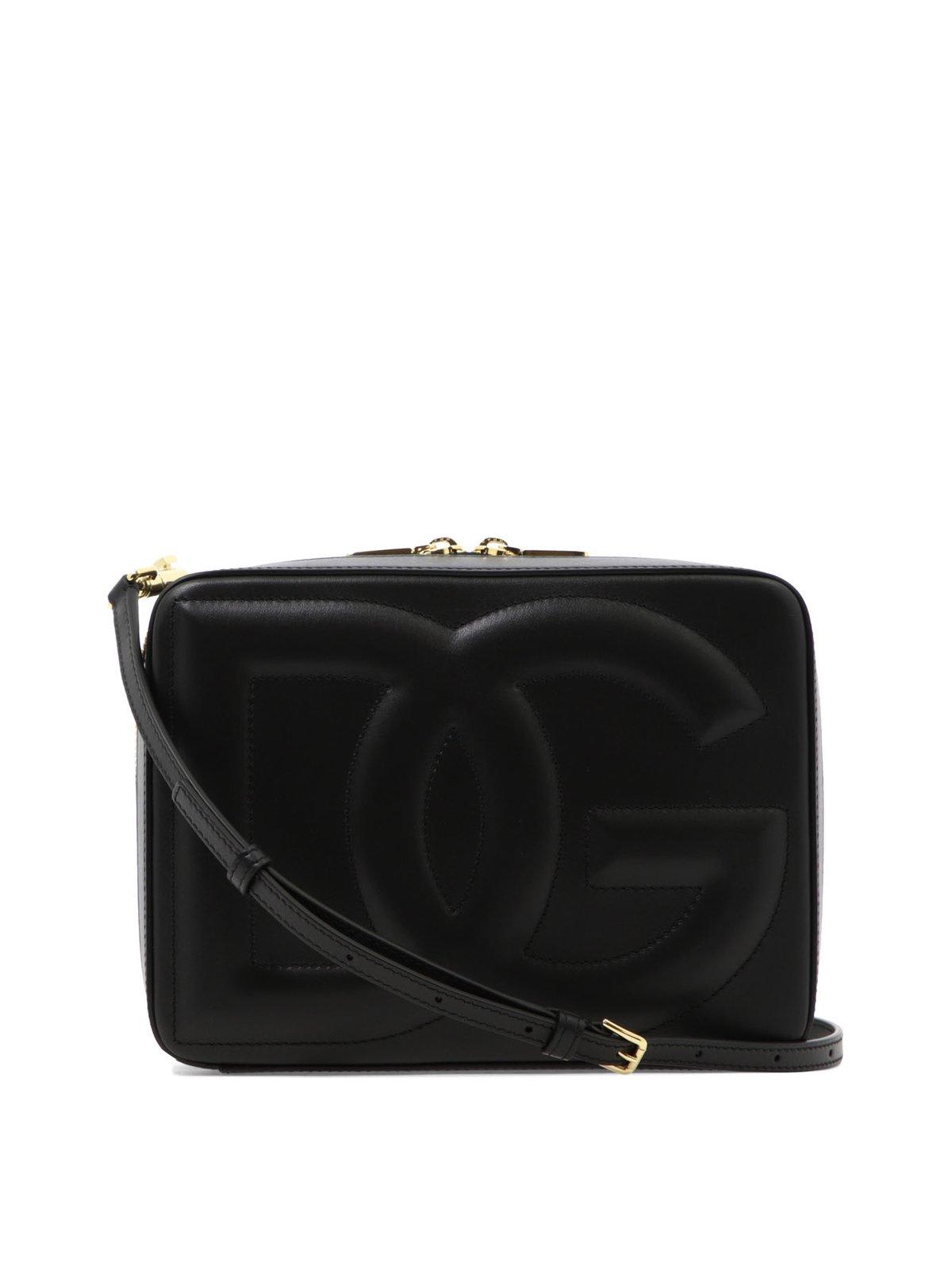 Dolce & Gabbana Medium Calfskin Logo Camera Bag In Black