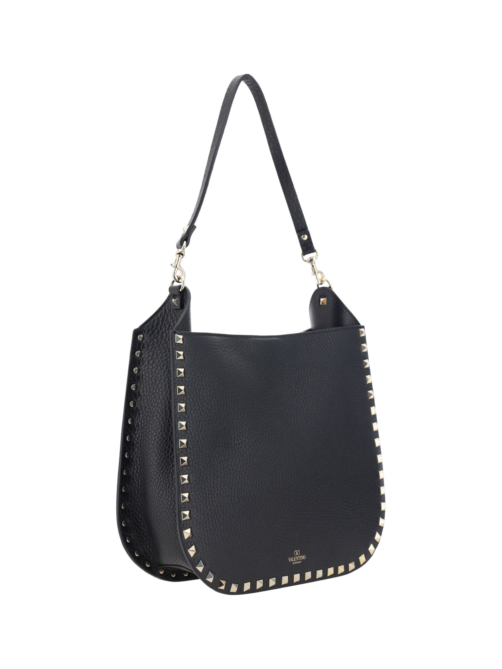 Shop Valentino Rockstud Shoulder Bag In Nero