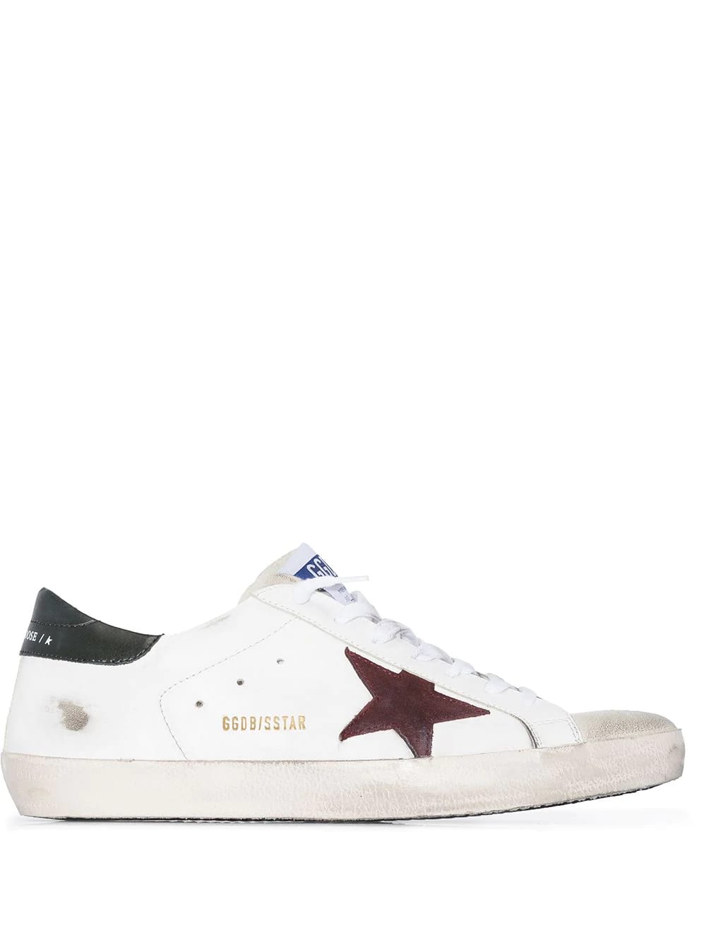 Golden Goose Man White Super-star Sneakers With Red Star And Black Spoiler