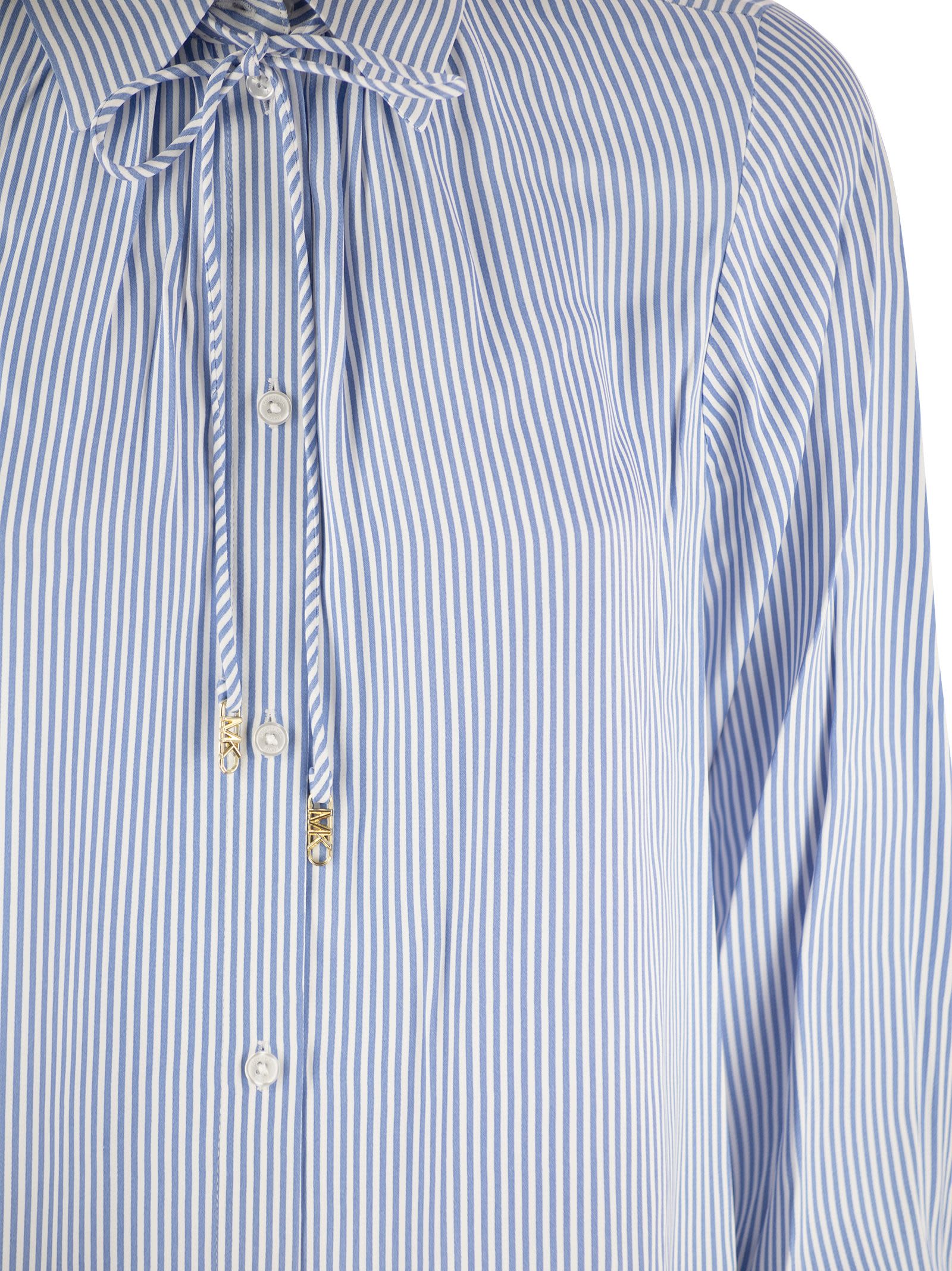 Shop Michael Kors Striped Viscose Shirt With Front Fastening In Celeste