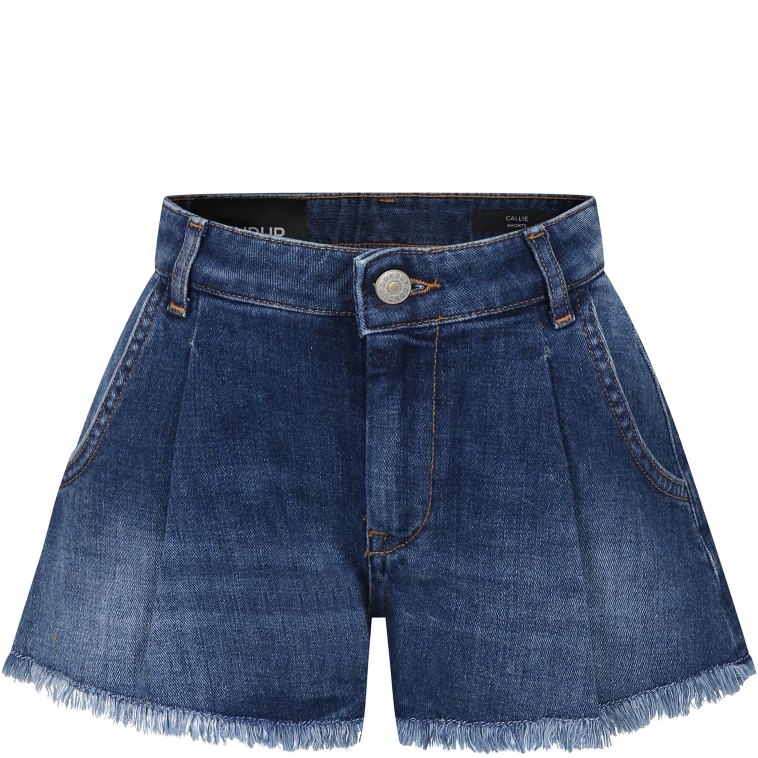 Shop Dondup Blue Shorts For Girl With Logo In Denim
