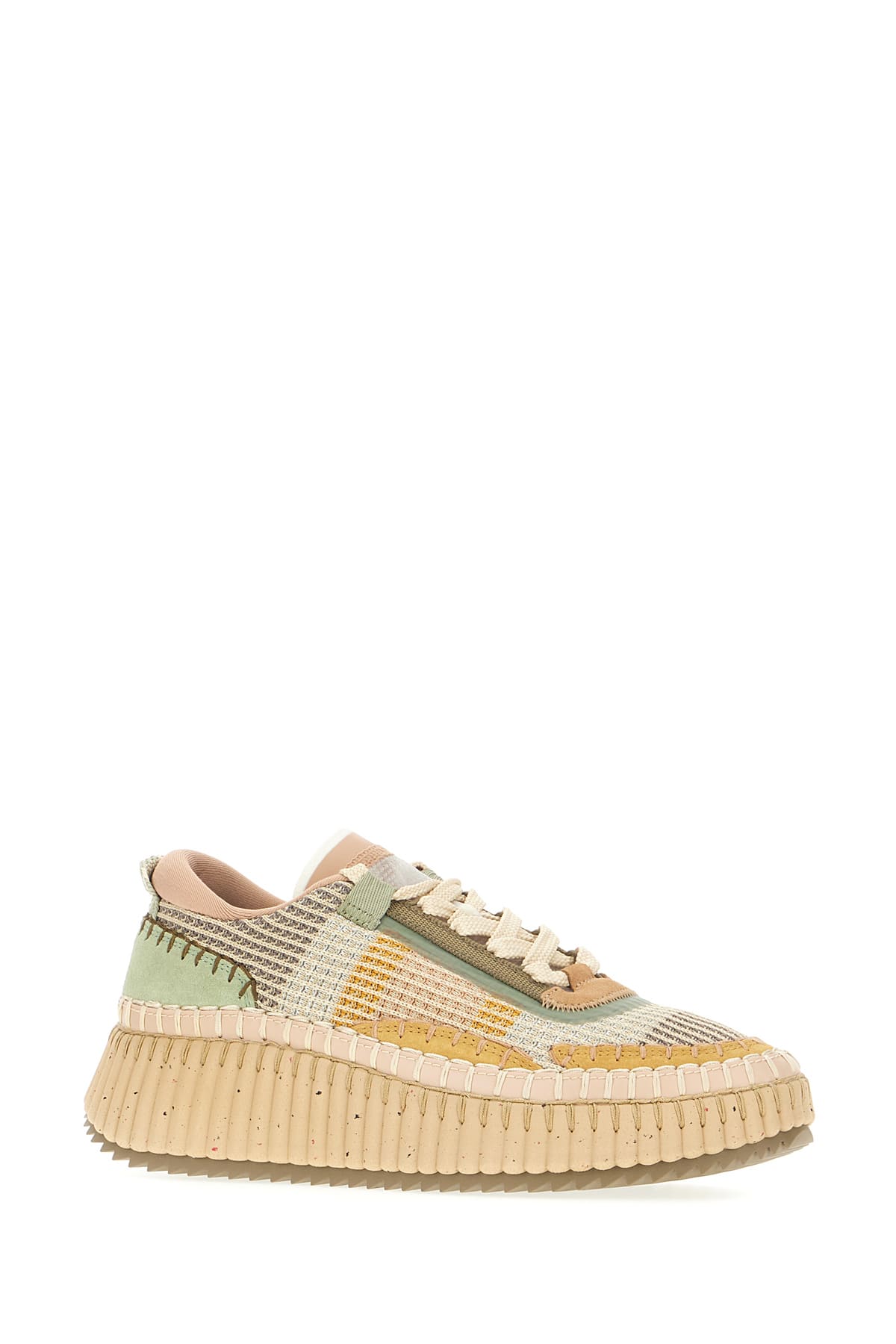 Shop Chloé Multicolor Fabric Nama Sneakers In Milkymint