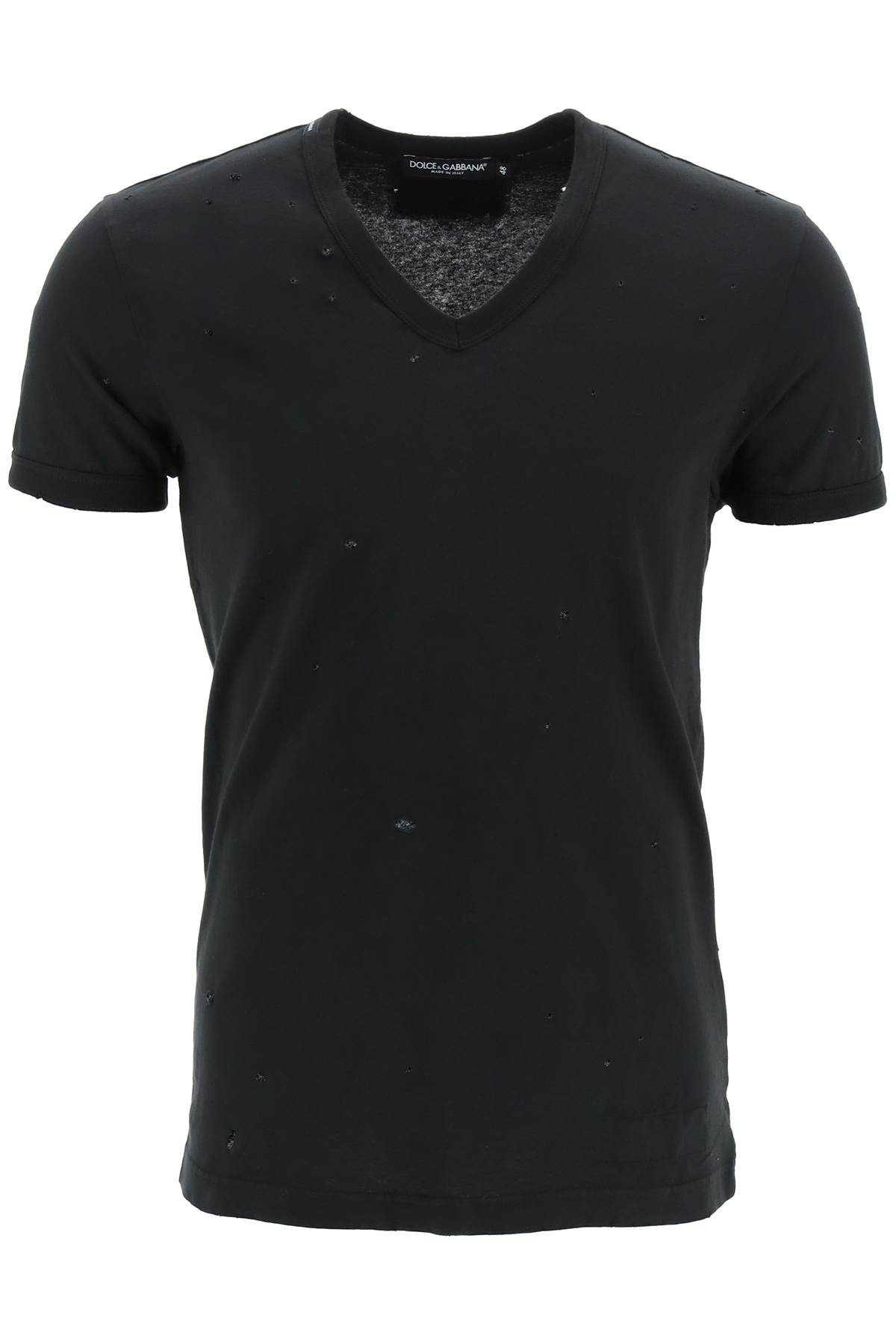 Dolce & Gabbana Re-edition T-shirt With Destroyed Detailing In Nero.