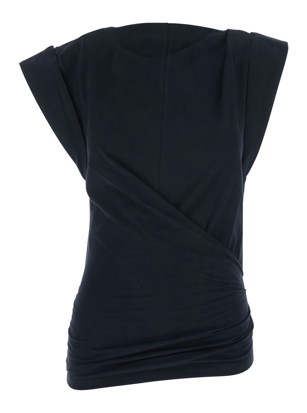 Isabel Marant Maisan Black T-shirt With Asymmetric Design And Logo Embroidery On The Back In Cotton Woman