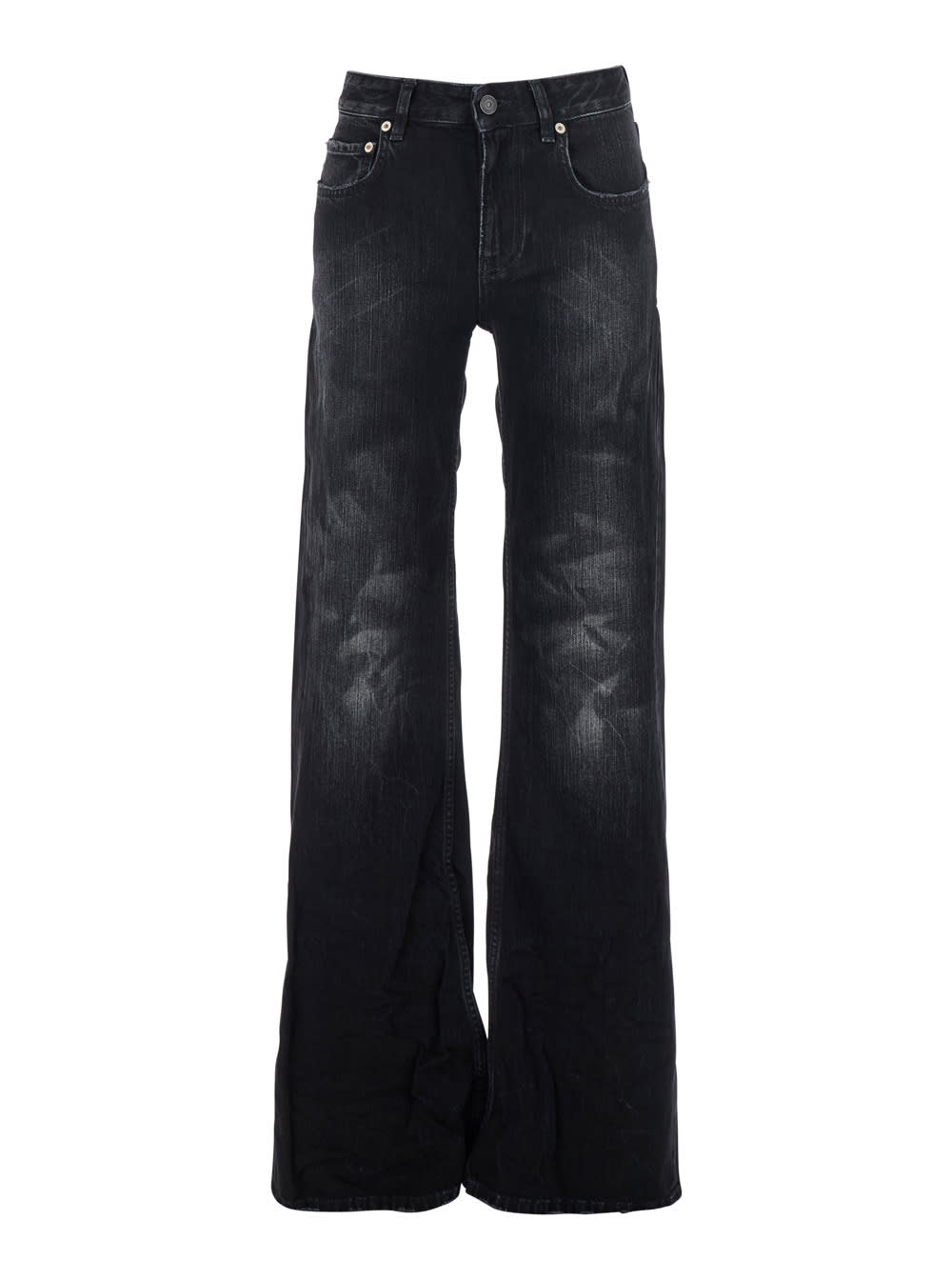 Balenciaga Black Jeans With Faded Effect And Wide Legi N Denim Woman