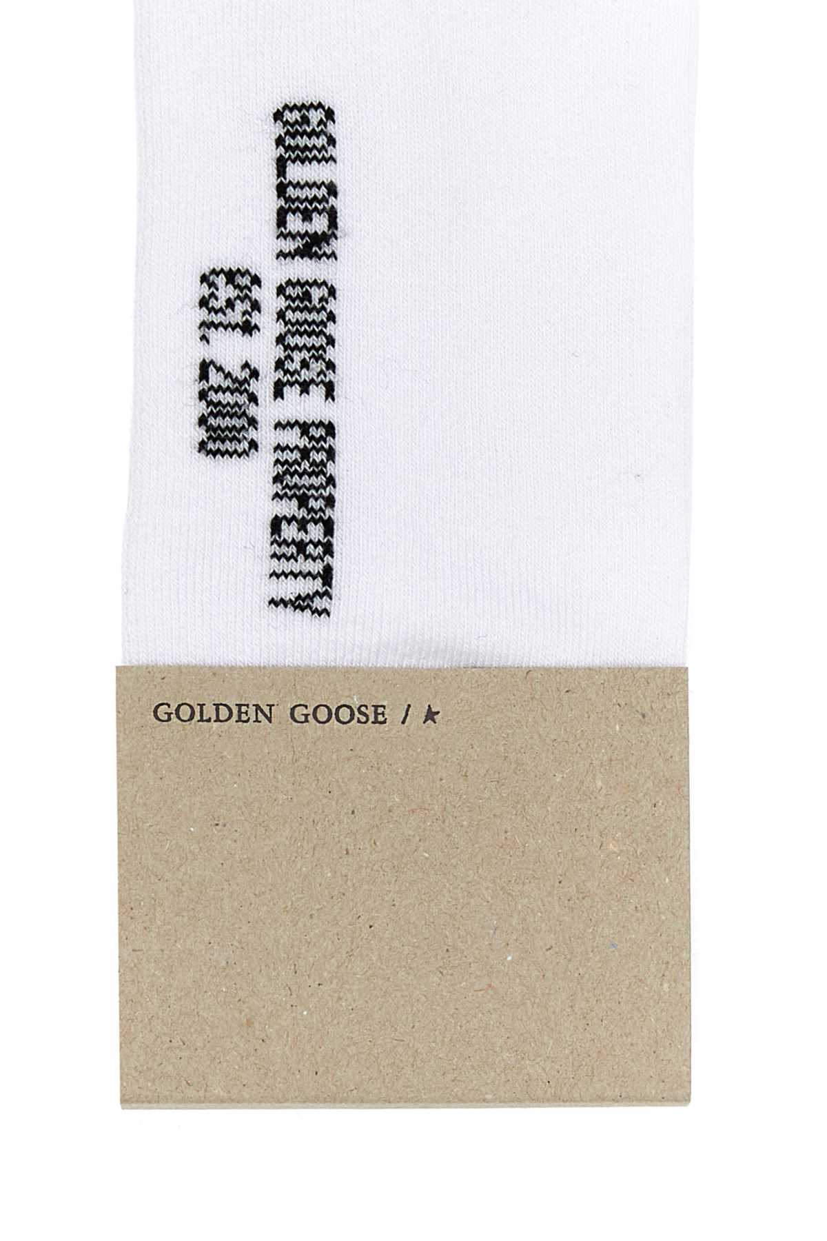 Shop Golden Goose White Stretch Cotton Blend Socks In Whiteblack