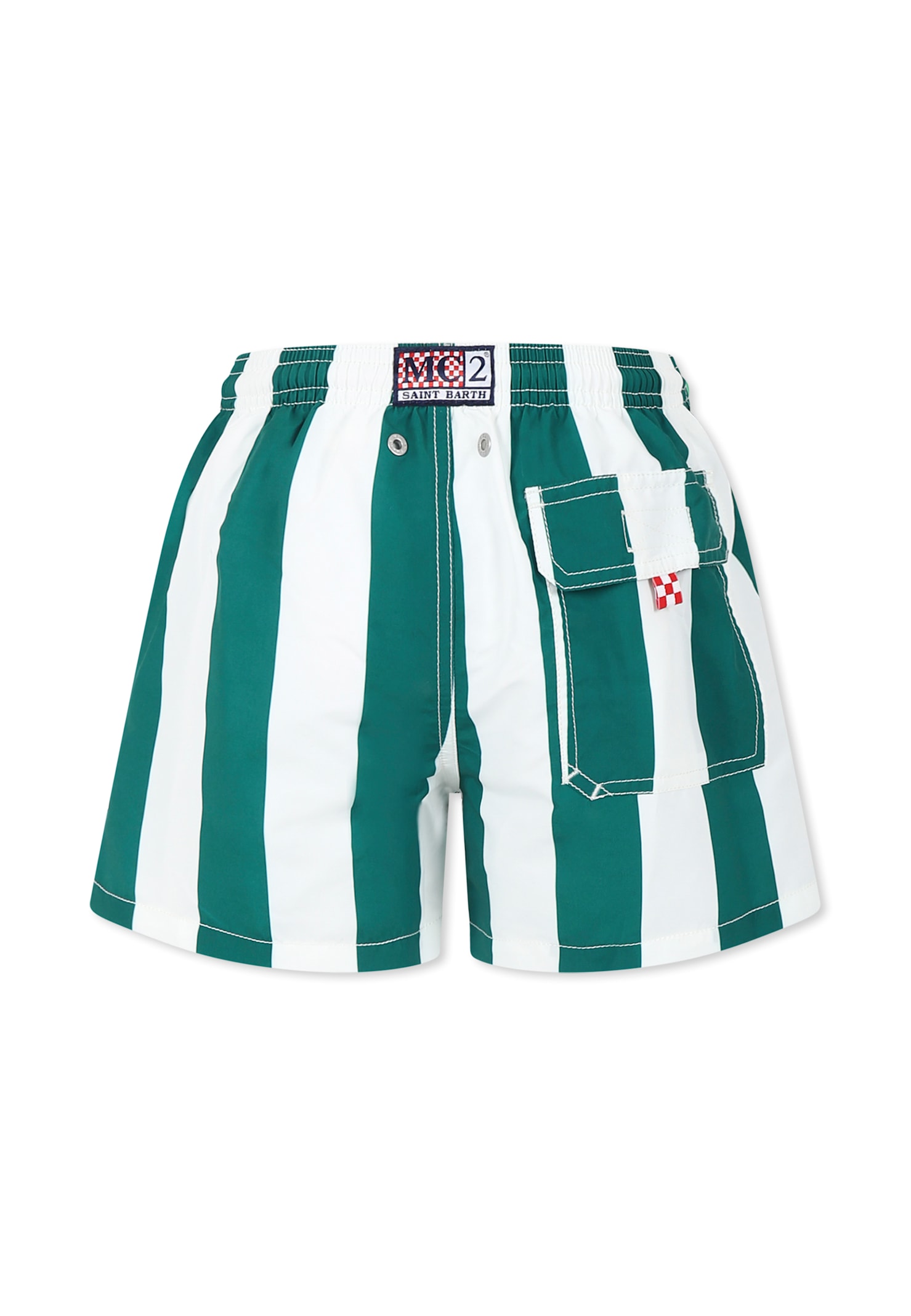 Mc2 Saint Barth Green Swim Shorts For Boy With Logo In Green