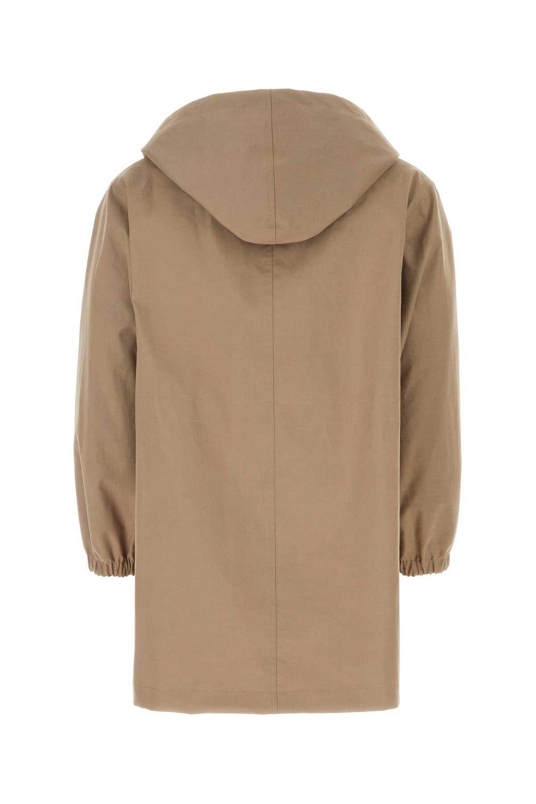 FENDI LOGO DETAILED HOODED PARKA JACKET