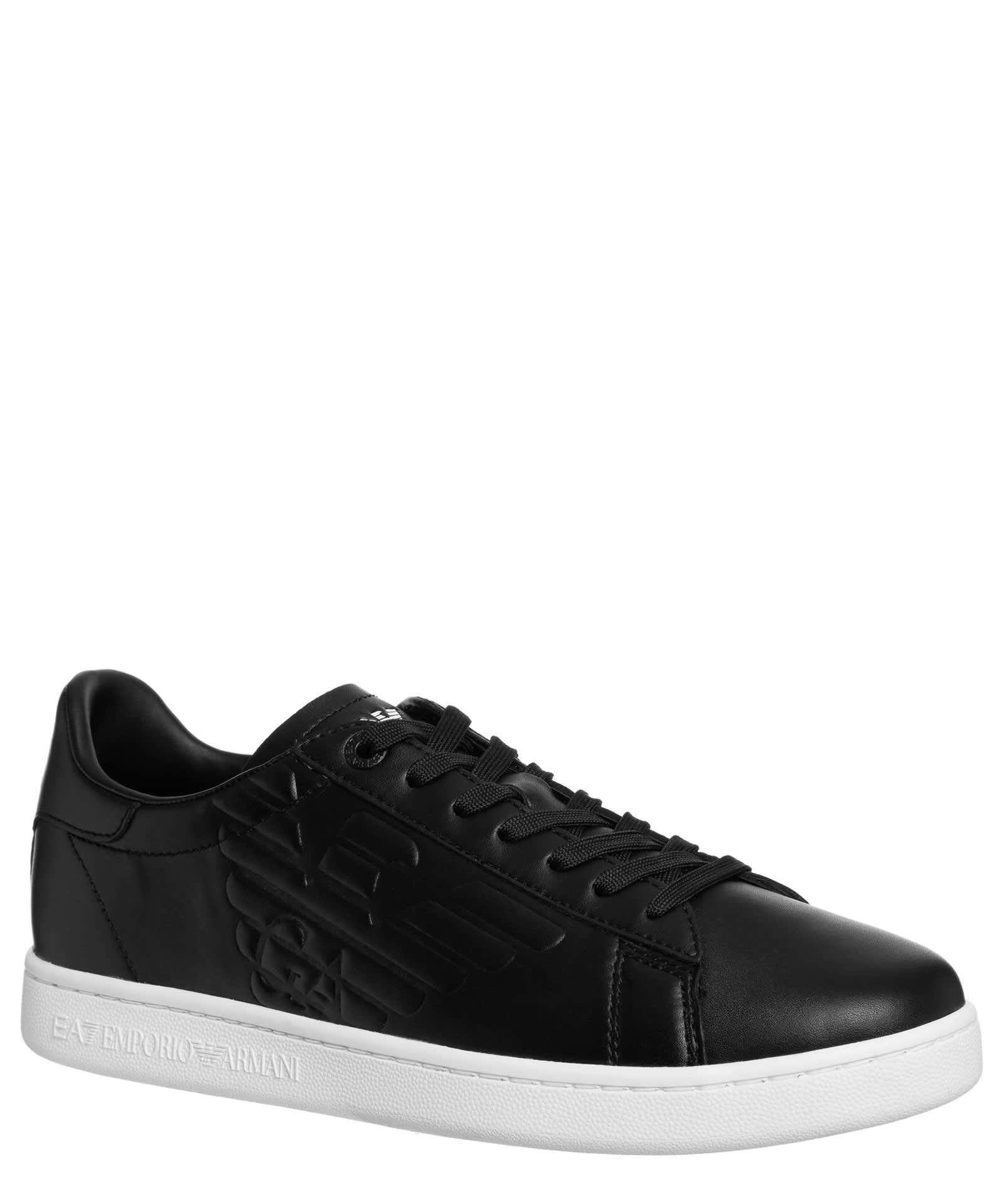 Shop Ea7 Classic Cc Leather Sneakers In Black 1