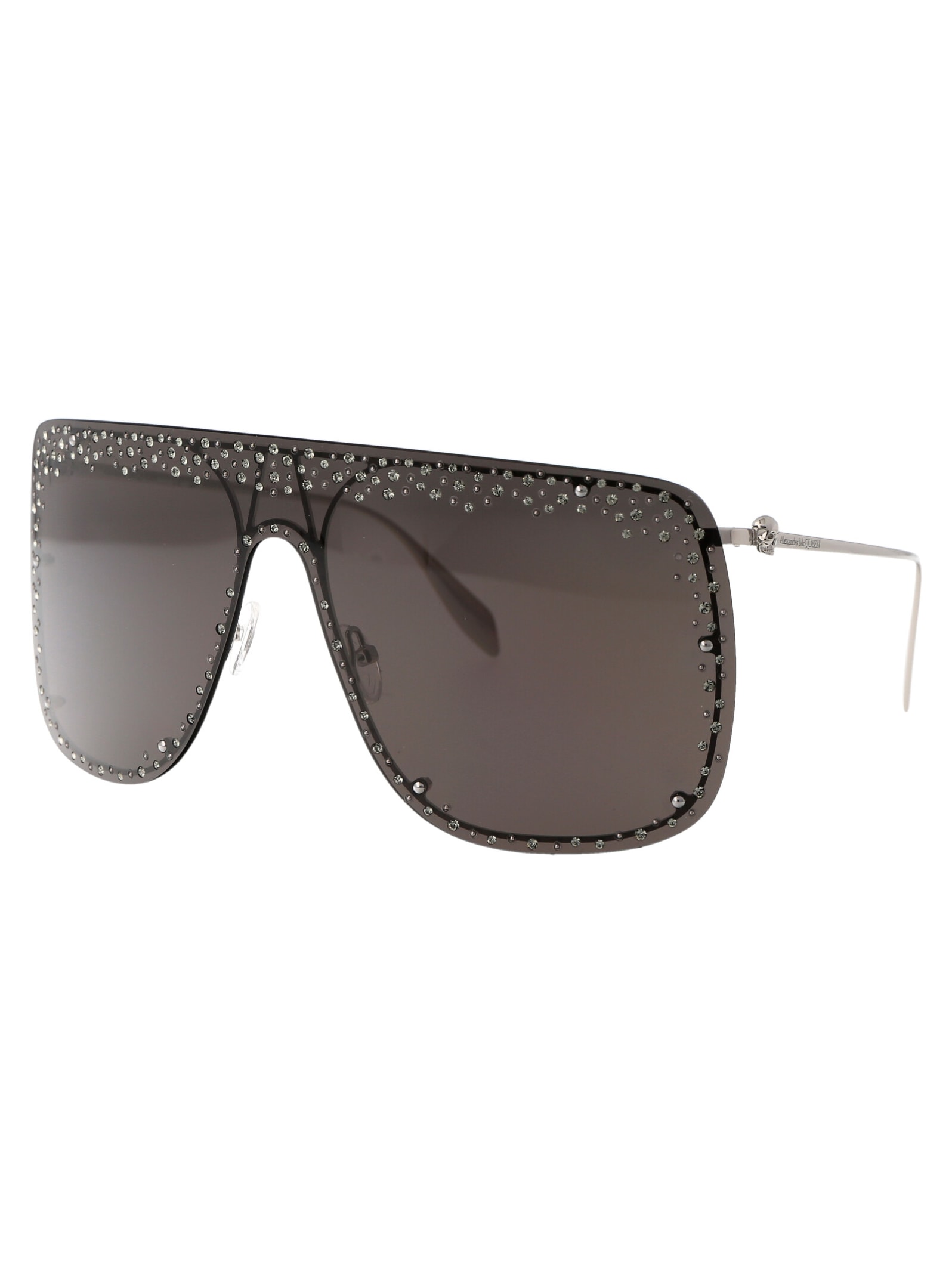 Shop Alexander Mcqueen Am0313s Sunglasses In 012 Silver Silver Grey