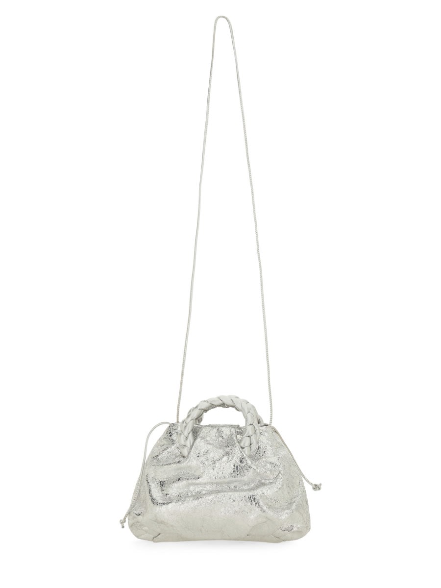 Hereu Metallic Cross-body Bag Braided Handle In White