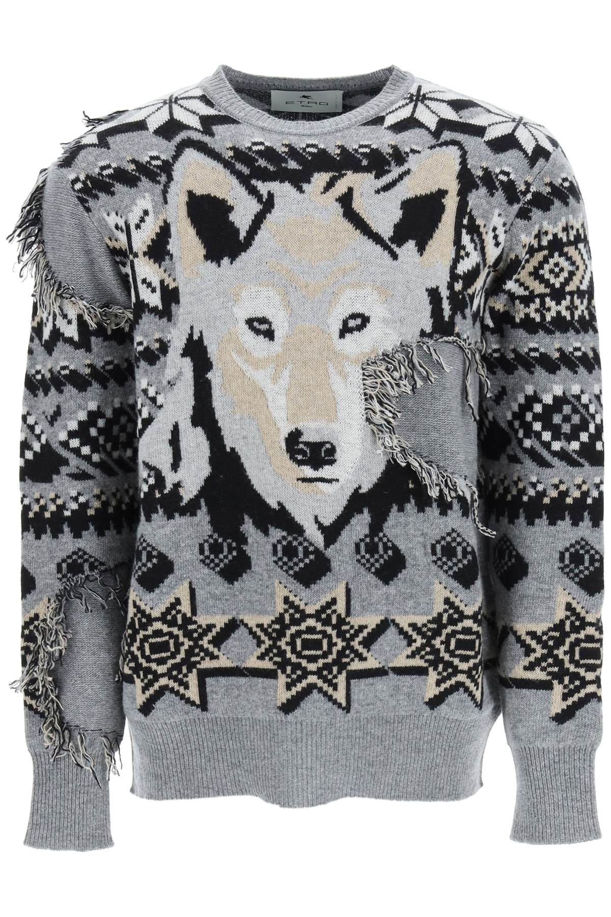 Etro Jacquard Wool Sweater With Wolf