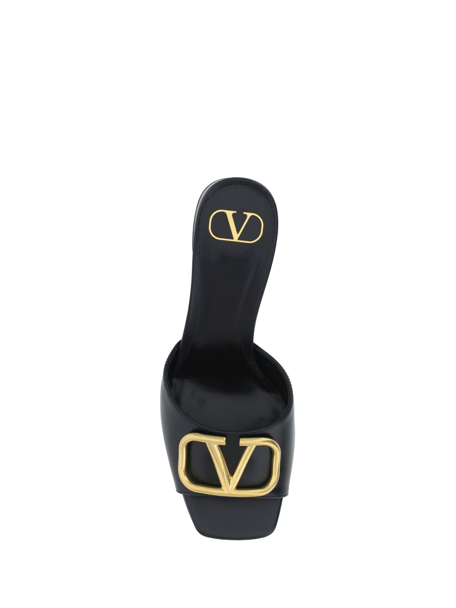 Valentino Black Vlogo Signature Slide Heeled Sandals In Multi
