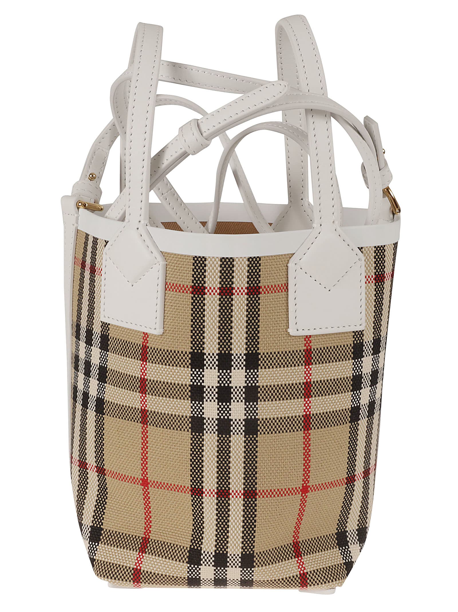 Small TB Check Coated Canvas Bucket Bag