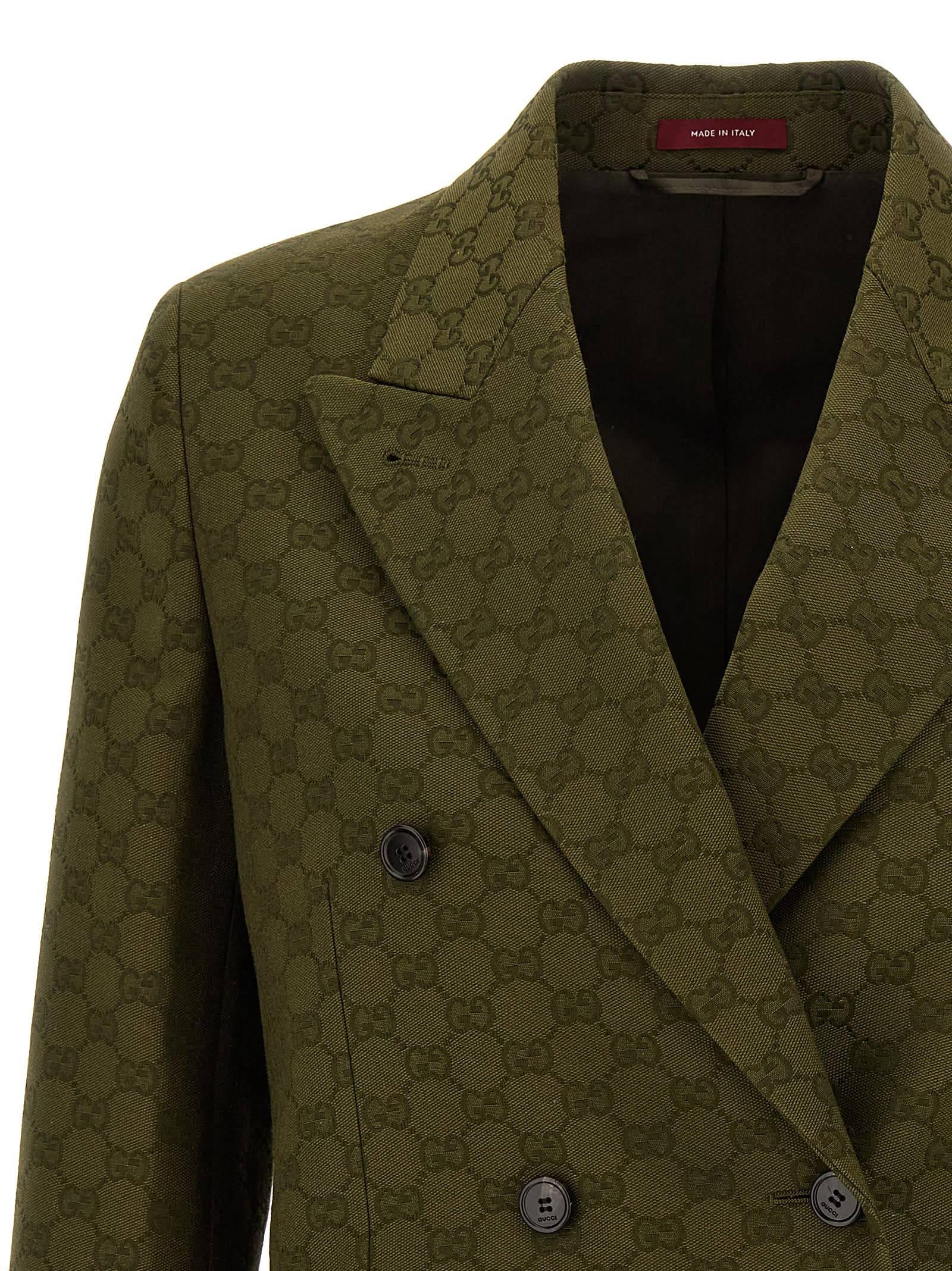 Gucci Gg Fabric Double-breasted Jacket In Green