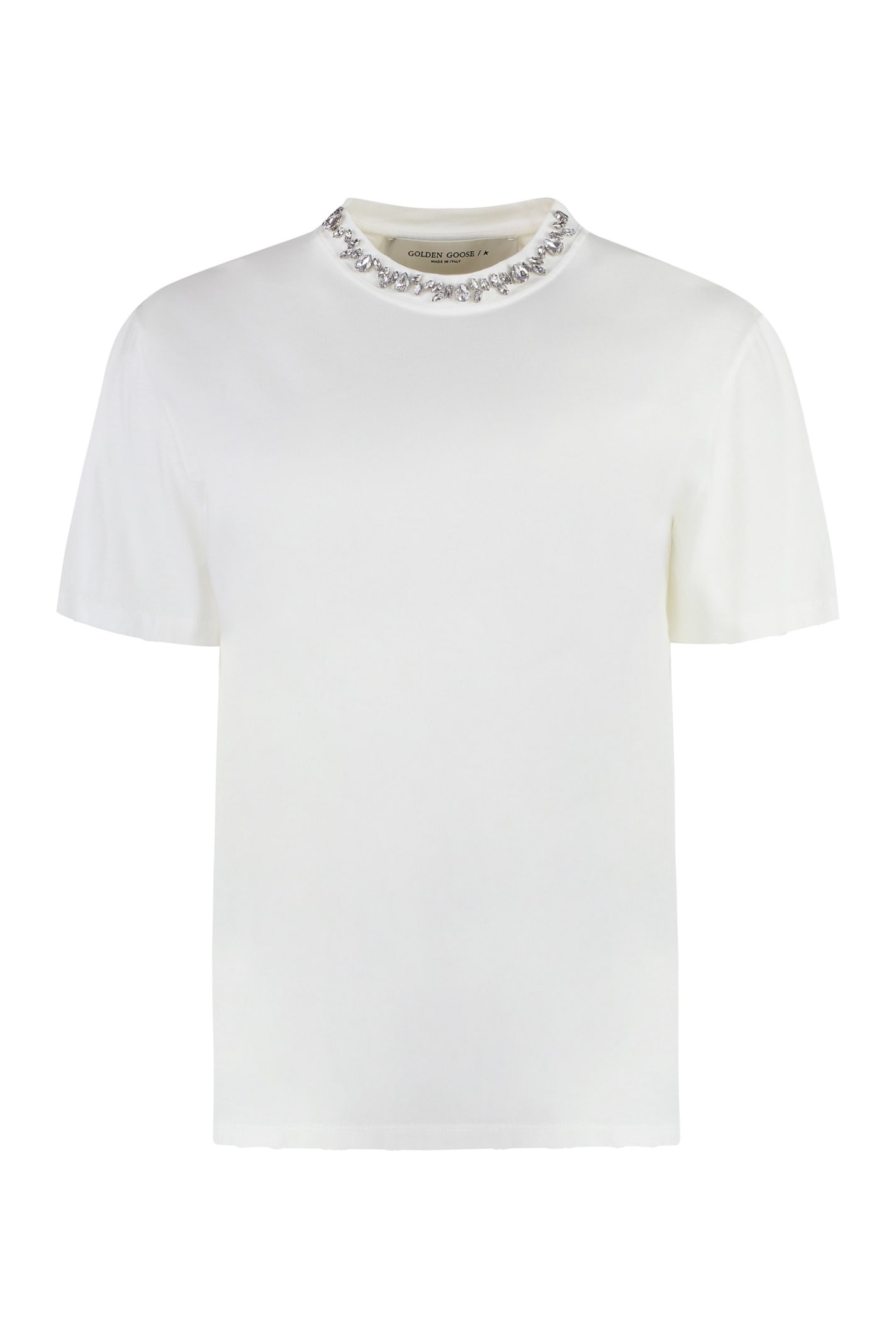 Shop Golden Goose Cotton Crew-neck T-shirt In White