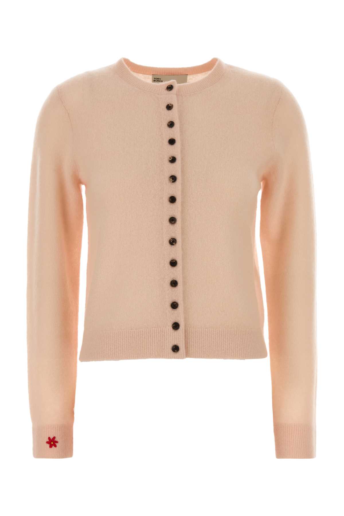 Tory Burch Pastel Pink Cashmere Blend Cardigan In Pink