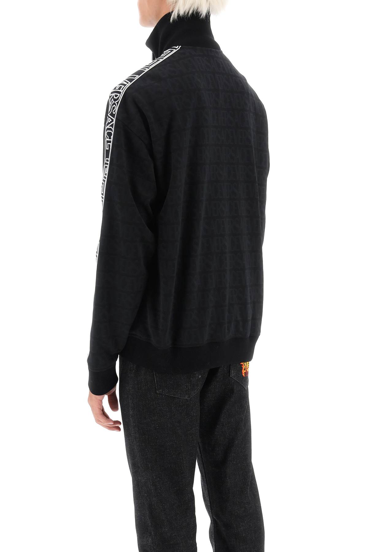 Shop Versace Techno  Allover Track Sweatshirt In Black (black)