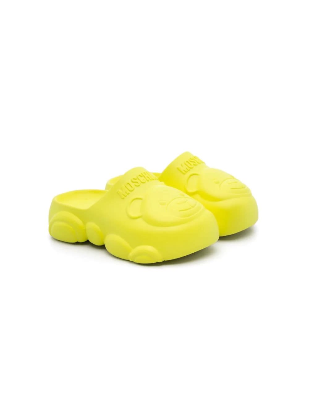 Shop Moschino Teddy Bear Chunky Slippers In Yellow