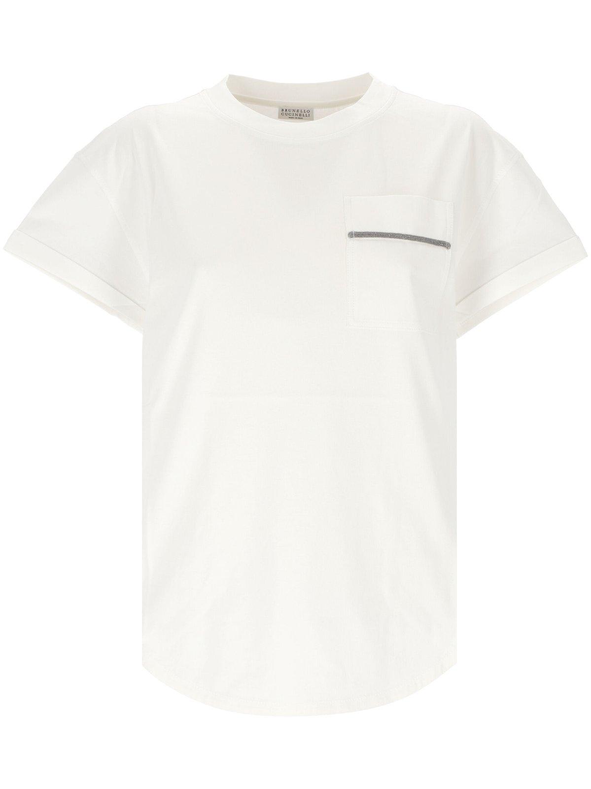 Shop Brunello Cucinelli Monili-chain Crewneck T-shirt In White