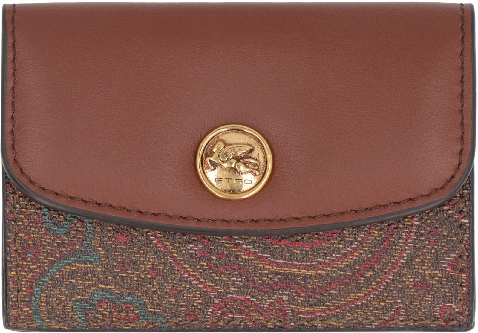 Etro Paisley Print Wallet In Saddle Brown