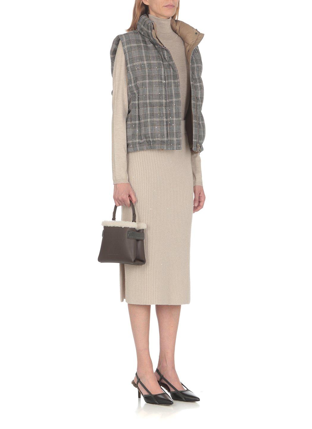Shop Brunello Cucinelli Knitted Midi Skirt In Beige
