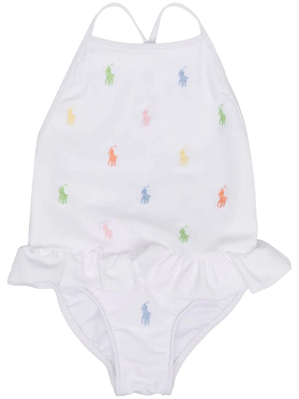 Shop Ralph Lauren White One-piece Swimsuit With All-over Pony