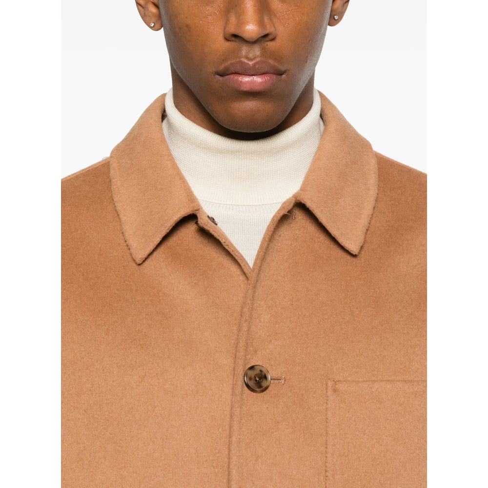 Calvin Klein Buttoned Patch-pocket Jacket In Brown