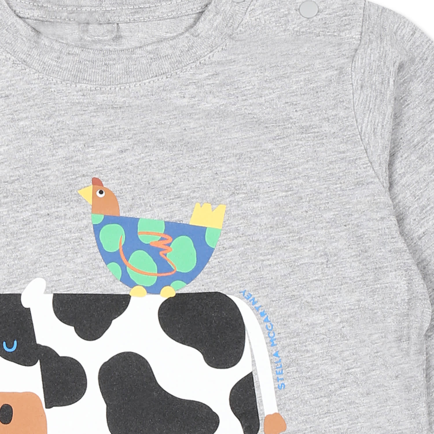 Stella Mccartney Grey T-shirt For Babykids With Cow Print In Grey