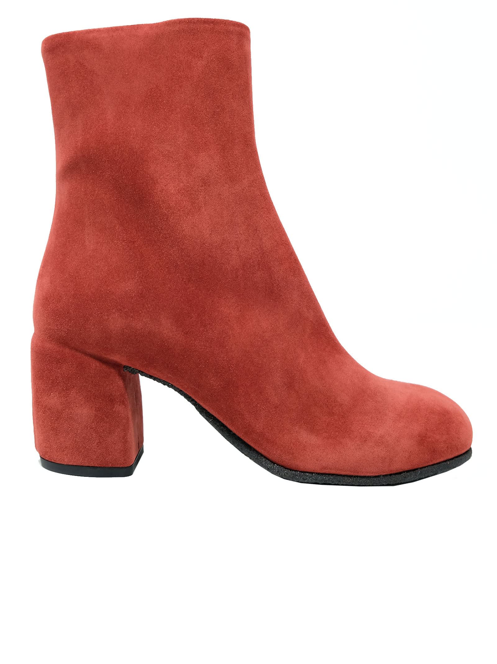 Del Carlo Roberto  Suede Ankle Boots In Burgundy