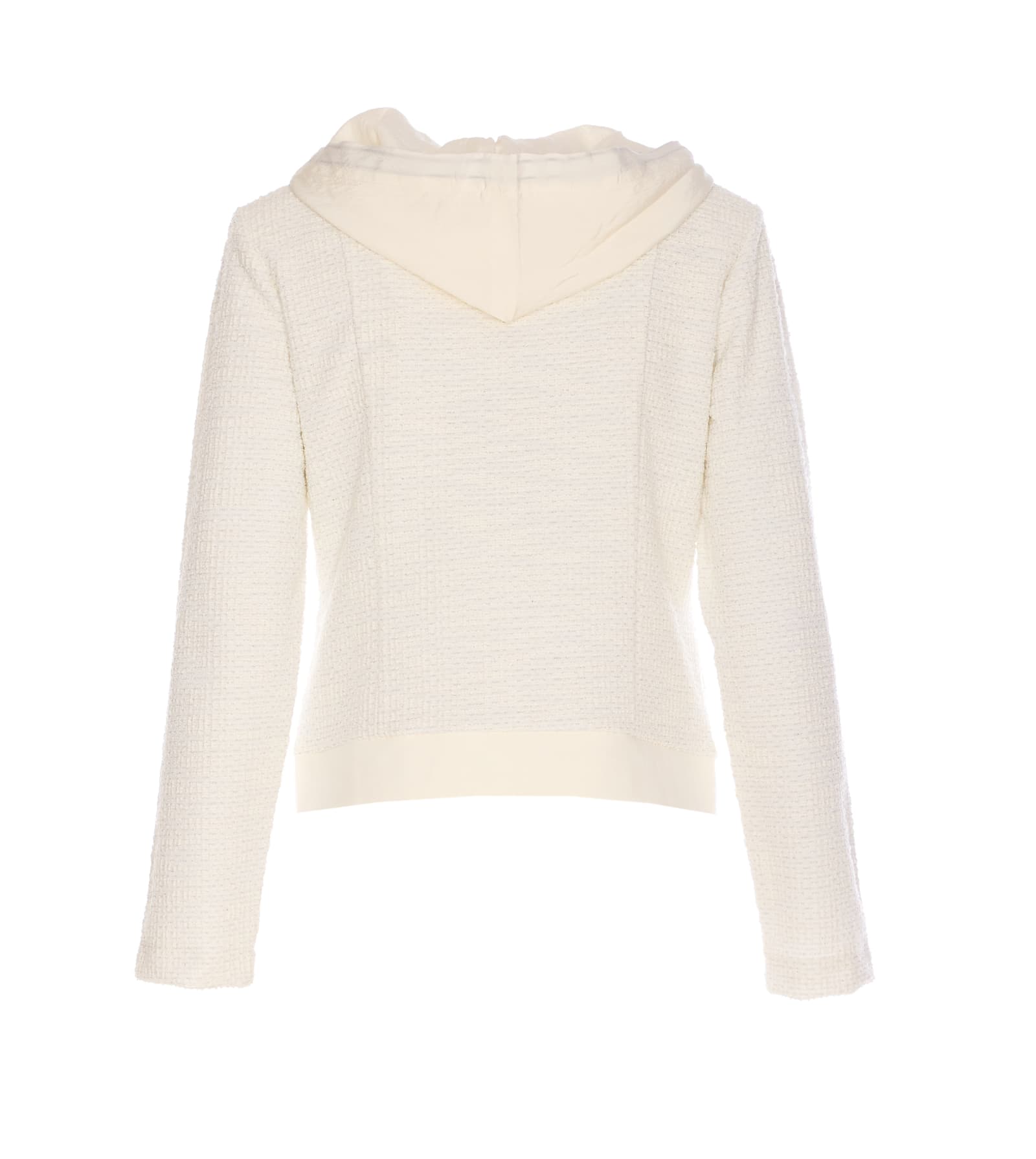 Liu •jo Textured Fabric Hooded Jacket With Front Pockets In White