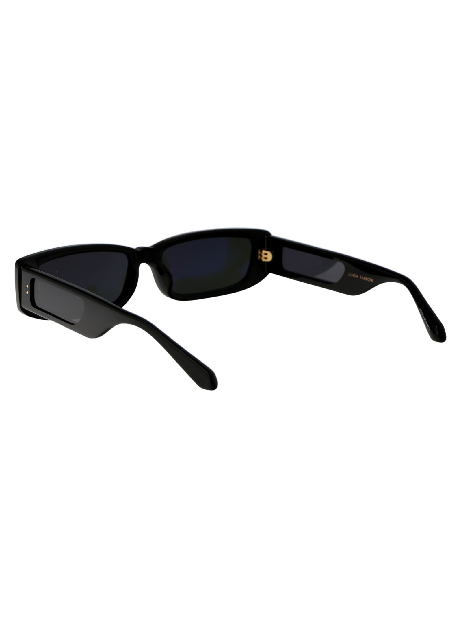 Linda Farrow Geometric Sunglasses In Black/yellowgold/grey