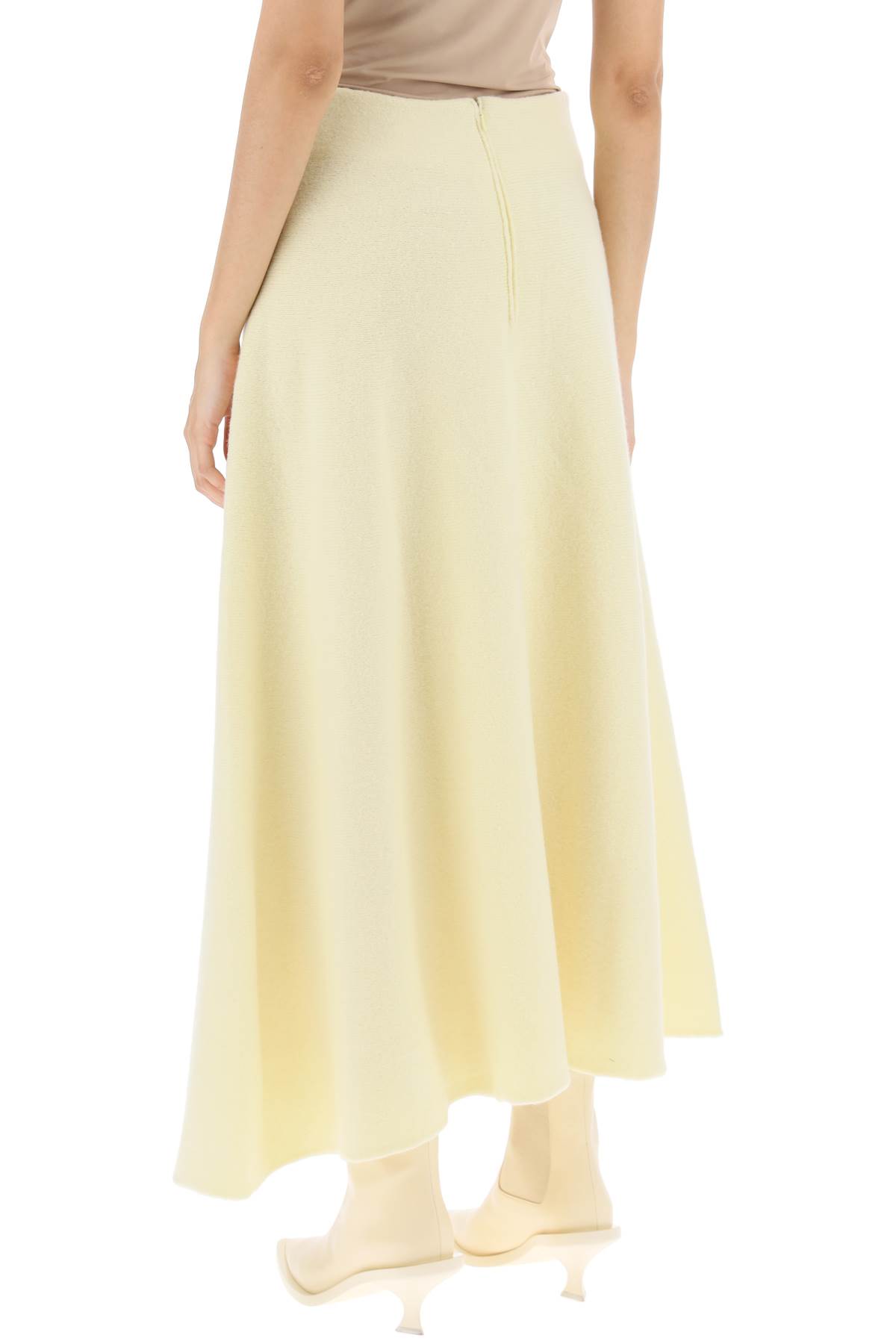 Jil Sander Wool Knit Midi Skirt In Bright Yellow (yellow)