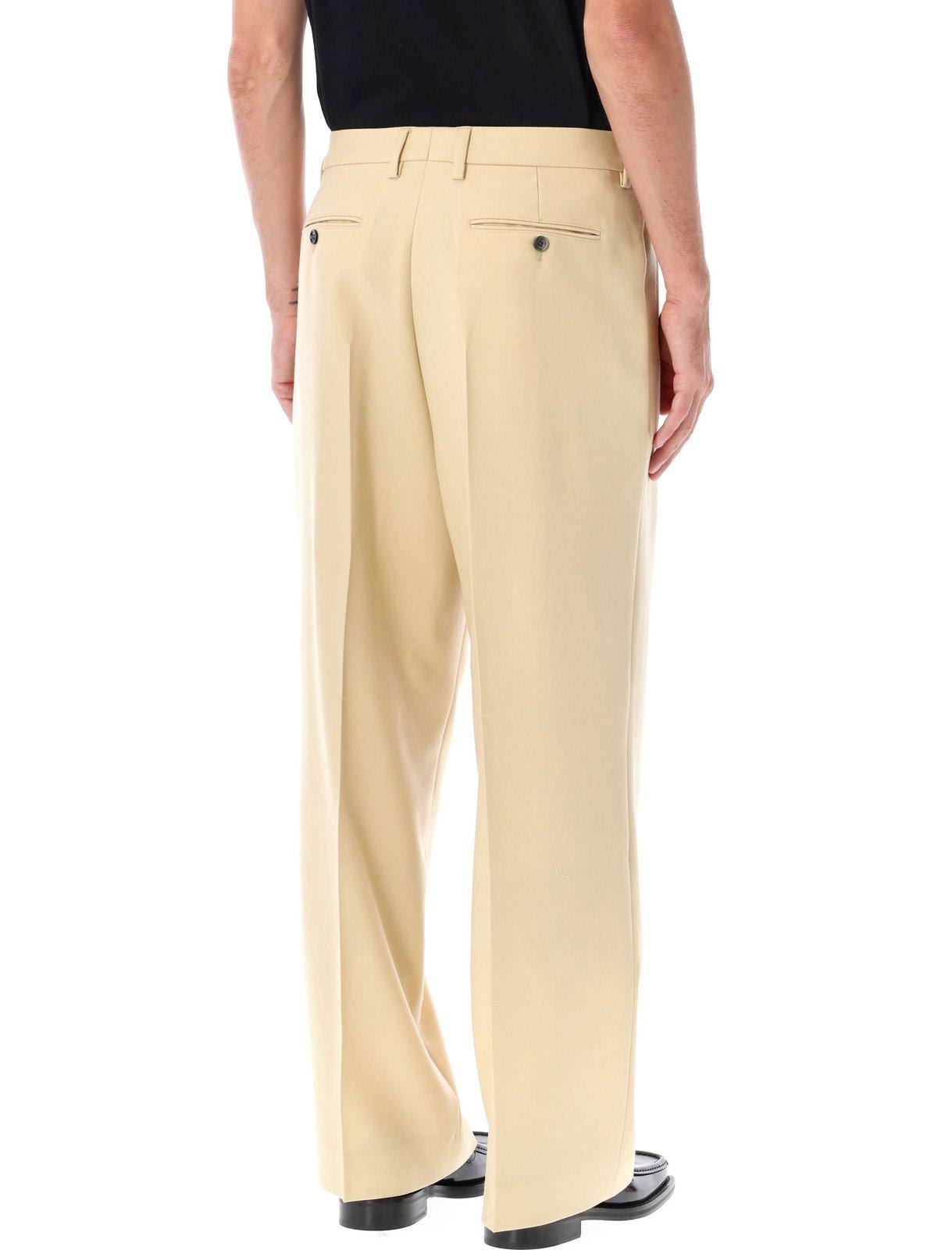 Shop Ami Alexandre Mattiussi Flared Straight Fit Trousers In Cream