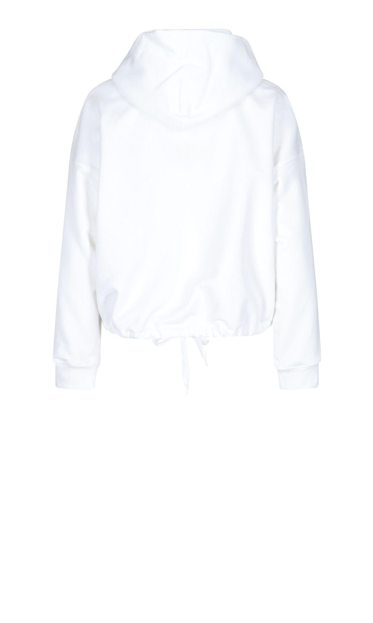 Shop Valentino Sweatshirt Crop Embroidery Logo Paillettes In White