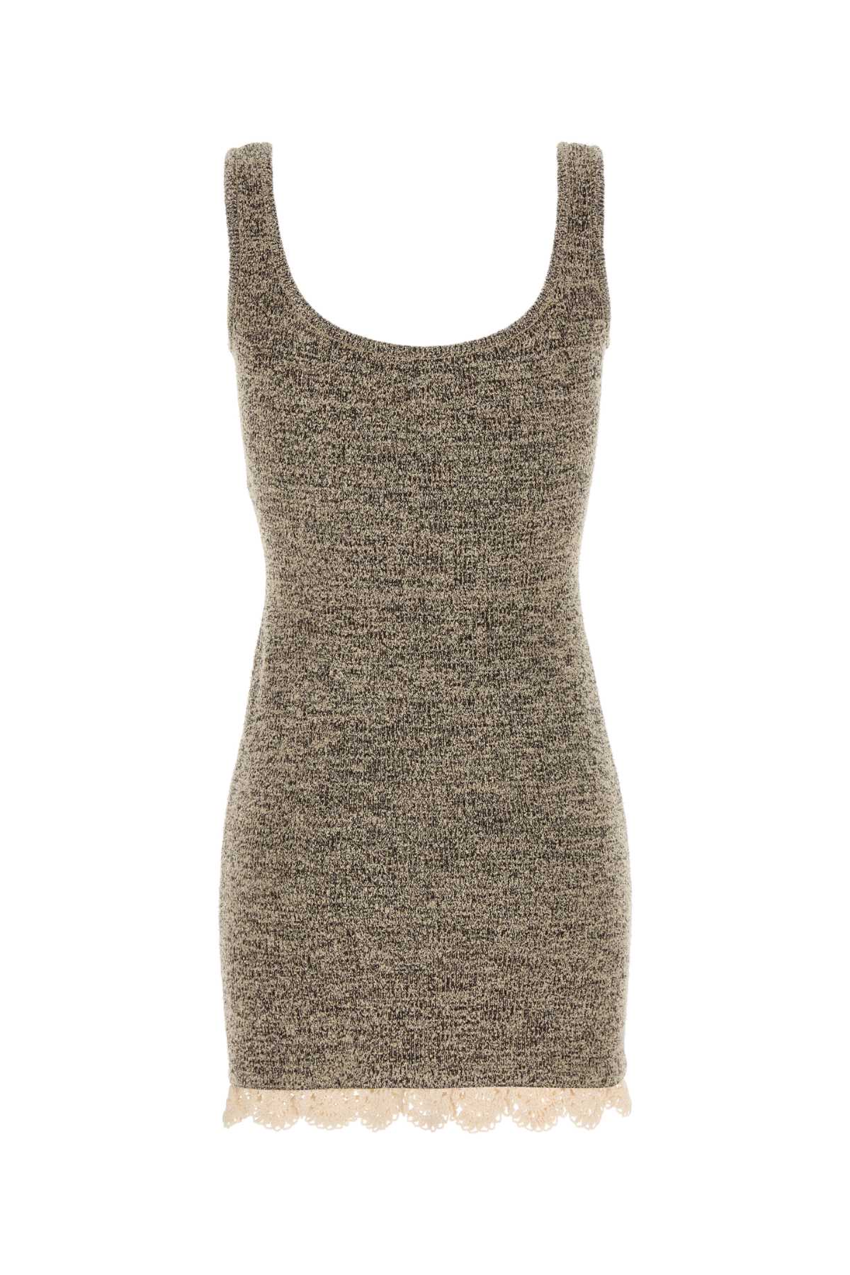 Magda Butrym Women Melange Brown Knit Mini Dress In Neutral