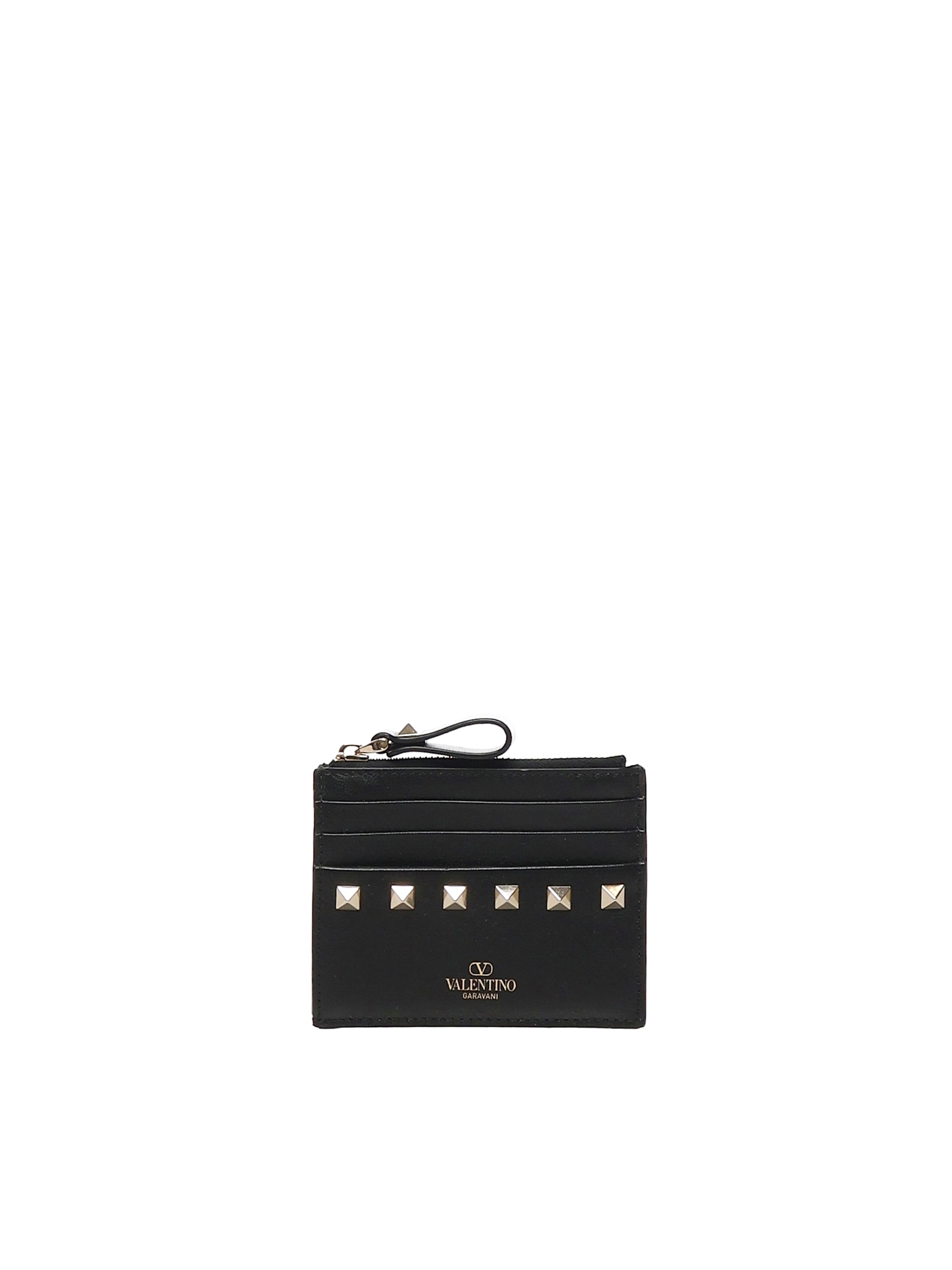 Valentino Rockstud Zip Around Card Holder